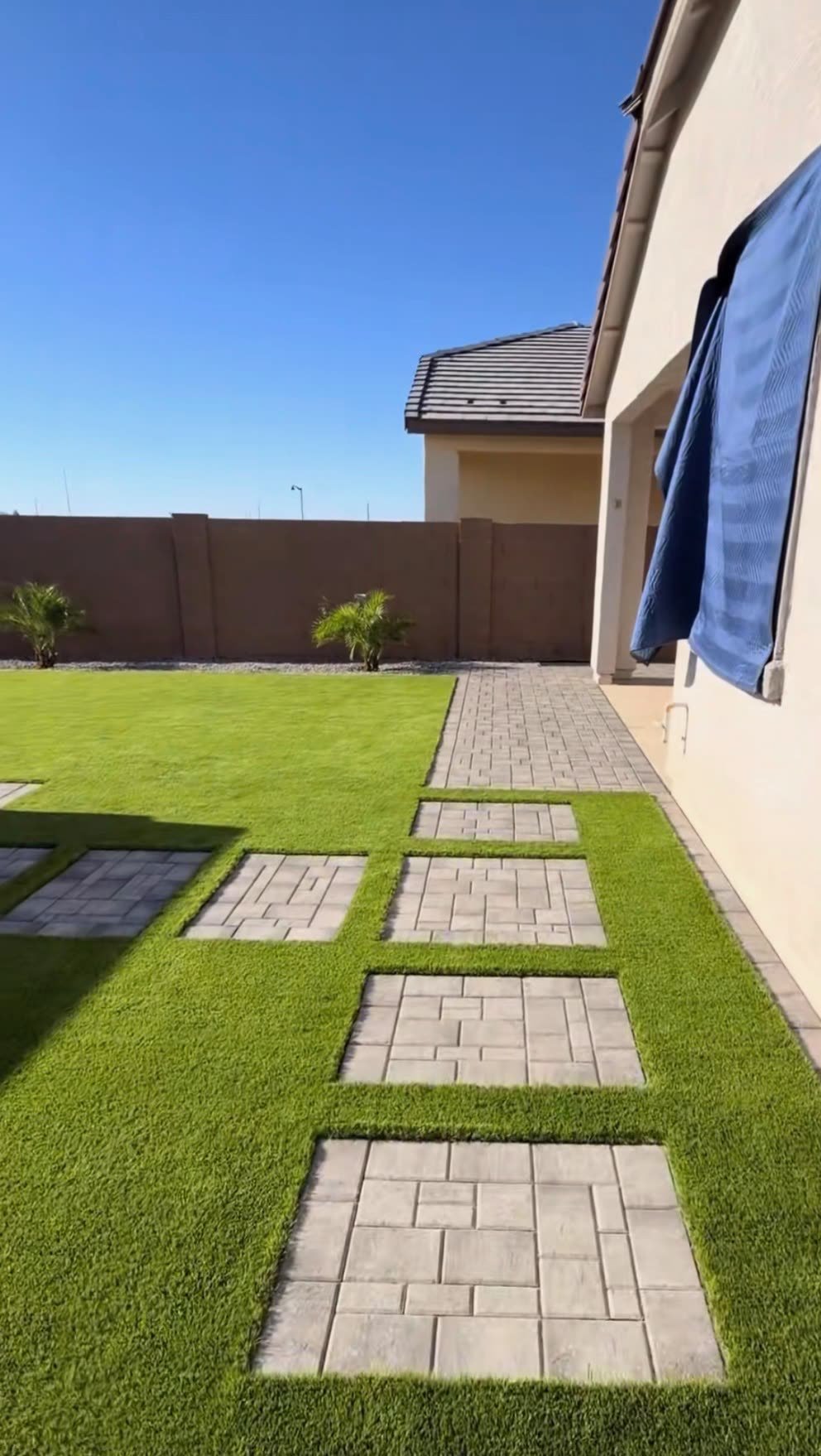 Turf and paver walkway